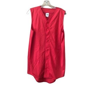 Mens / HIGH FIVE/ Baseball Jersey Sleeveless T Shirt Team Uniform Solid Red M/S